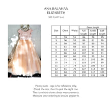 Load image into Gallery viewer, Ana Balahan Elizabeth Ball Gown Size Chart