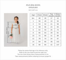 Load image into Gallery viewer, Ana Balahan Hannah Holy Communion Girl Dress Size Chart