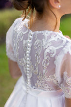 Load image into Gallery viewer, Ana Balahan Katerina Holy Confirmation Dress with delicate lacy back and pearl beads buttons Melbourne
