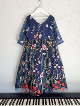 Load image into Gallery viewer, Ana Balahan Navy dress with embroidered flowers Melbourne