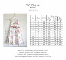Load image into Gallery viewer, Ana Balahan Rosie Elegant Girl Dress Melbourne Size Chart
