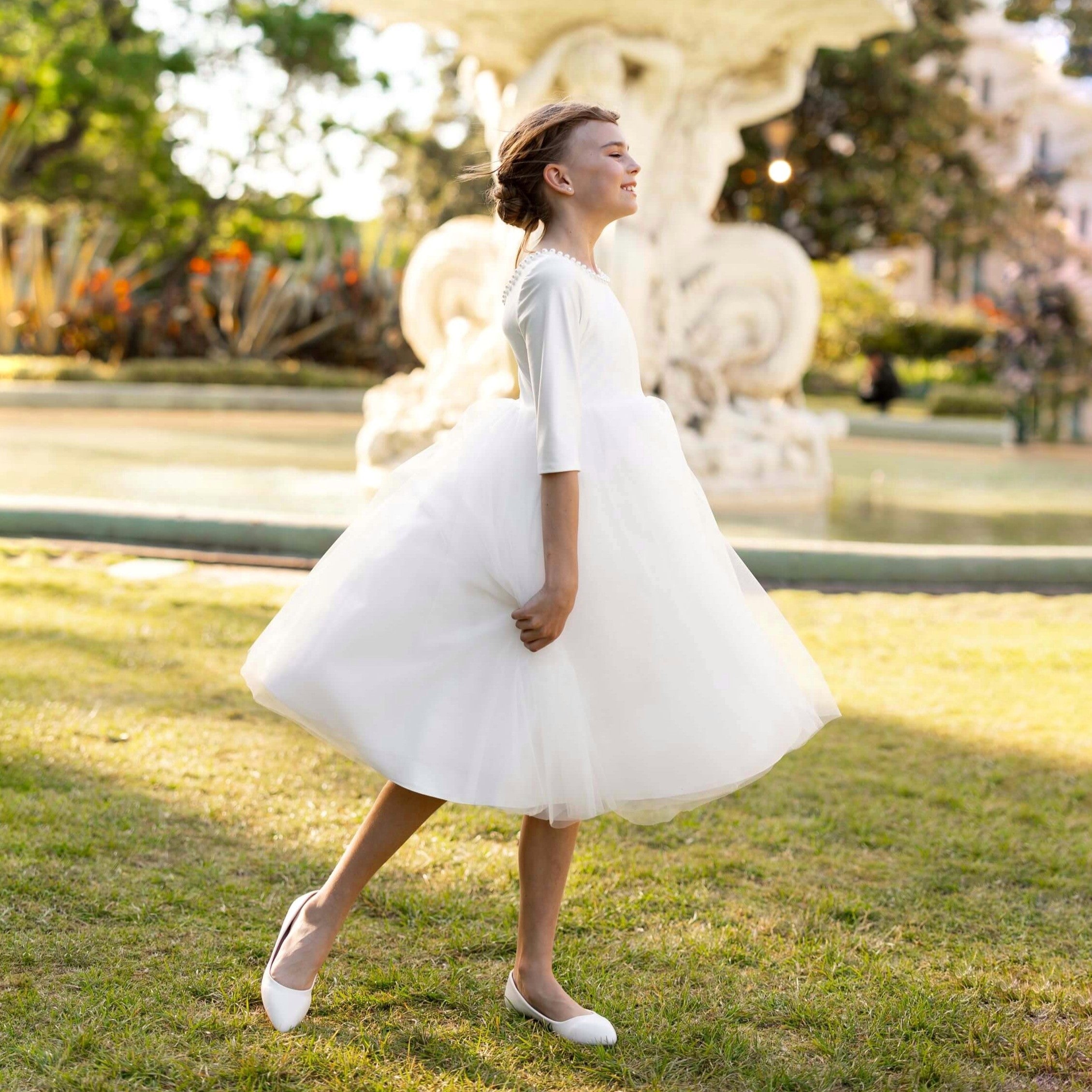 Tea length communion best sale dress