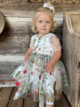 Load image into Gallery viewer, Cute little girl in floral embroidered tulle dress Ana Balahan Sydney