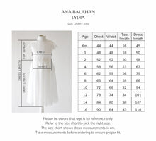 Load image into Gallery viewer, Lydia First Communion dress Size Chart Ana Balahan