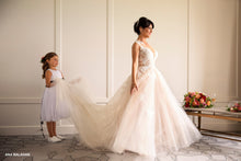 Load image into Gallery viewer, Beautiful bride with a flower girl in white classic dress Adelina