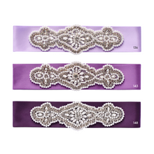 Load image into Gallery viewer, 068 Wedding sash with beads gems rhinestone applique Ana Balahan