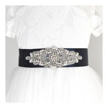 Load image into Gallery viewer, 104 Wedding sash with beads gems rhinestone applique with off white dress Ana Balahan