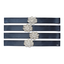 Load image into Gallery viewer, 123-1 Flower girl satin belt with rhinestone applique beads gems Ana Balahan