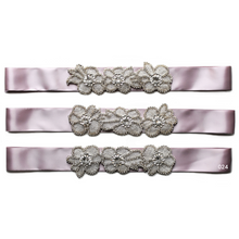 Load image into Gallery viewer, Beautiful bridal sash with a flower style rhinestone applique Ana Balahan