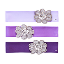 Load image into Gallery viewer, Flower girl satin sash with rhinestone applique beads gems Ana Balahan