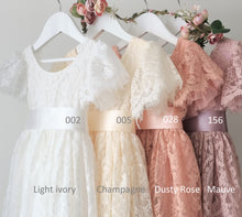 Load image into Gallery viewer, Lace dresses with perfect match satin sashes
