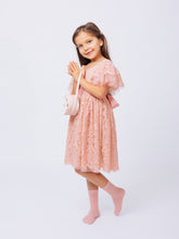 Load image into Gallery viewer, Ana Balahan Camila Dusty_rose Color Girl in lace medium length dress with cute handbag