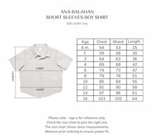 Load image into Gallery viewer, Ana Balahan Cotton Linen Boys formal shirts size chart Perth
