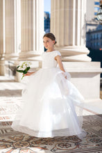 Load image into Gallery viewer, Ana Balahan Lourdes girl in festive full length first communion dress with train Adelaide