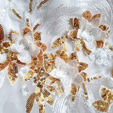 Load image into Gallery viewer, Ana Balahan Luisa White and gold color fluffy dress closeup details Australia