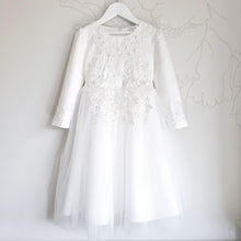 Load image into Gallery viewer, Ana Balahan Mary Long sleeves communion dress decorated with lace and beads Sydney Australia