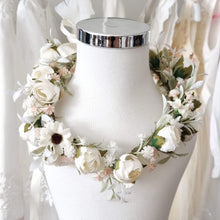 Load image into Gallery viewer, Ana Balahan Milky white and light blush colors wreath with sage color faded greenery