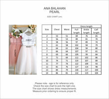 Load image into Gallery viewer, Ana Balahan Pearl Ball Gown Size Chart
