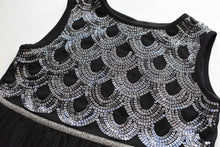 Load image into Gallery viewer, Anna Black seqiun dress top close view Ana Blahan