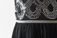 Load image into Gallery viewer, Anna Black seqiun dress waistline close view Ana Blahan