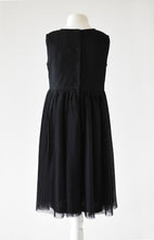 Load image into Gallery viewer, Anna Black seqiun dress with pleated skirt back view Ana Blahan