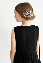 Load image into Gallery viewer, Anna black sequin dress with pleated skirt and crossbody bag back view Ana Balahan
