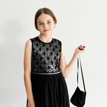 Load image into Gallery viewer, Anna black sequin party dress with pleated skirt Ana Balahan