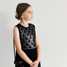 Load image into Gallery viewer, Anna black sequin party dress with pleated skirt and crossbody bag Ana Balahan