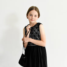 Load image into Gallery viewer, Anna black sequined party dress with pleated skirt front view Ana Balahan
