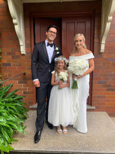 Load image into Gallery viewer, Annabelle dress Ana Balahan Newlyweds with their flower girl wearing beautiful anabelle classic flower girl dress
