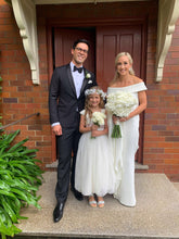 Load image into Gallery viewer, Annabelle dress Ana Balahan Newlyweds with their flower girl wearing beautiful anabelle classic flower girl dress