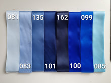 Load image into Gallery viewer, Blue shades satin sashes: royal, navy, military, tiffany, sky blue , dusty blue
