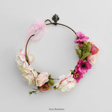 Load image into Gallery viewer, Flower girl's pink floral crown