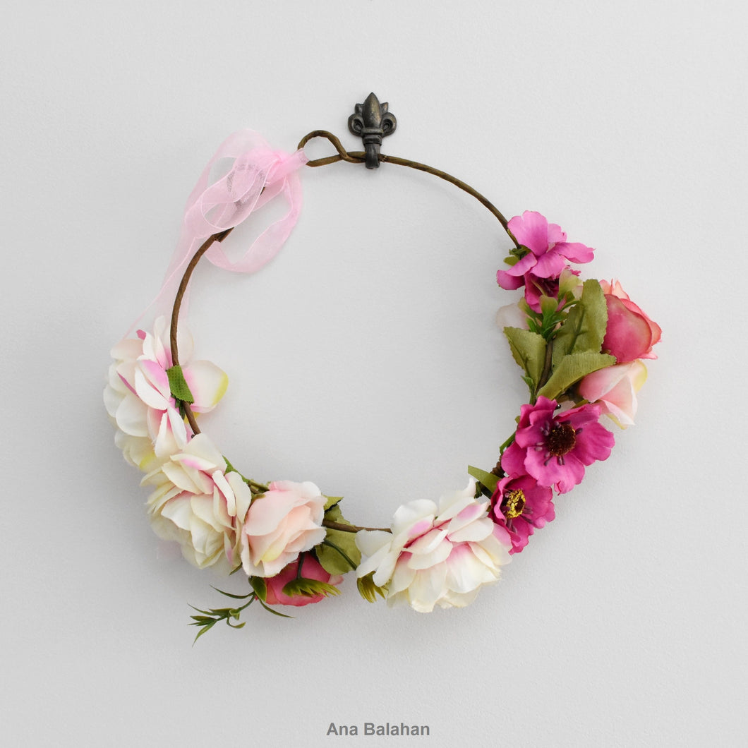 Flower girl's pink floral crown