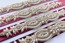 Load image into Gallery viewer, 073 Wedding sash with beads gems rhinestone applique Ana Balahan
