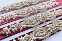Load image into Gallery viewer, 073 Wedding sash with beads gems rhinestone applique Ana Balahan