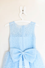 Load image into Gallery viewer, Blue lace flower girl dress Bella back view