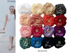 Load image into Gallery viewer, Ranunculus flower sash and headpiece color chart