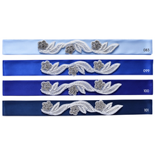 Load image into Gallery viewer, Wedding belt with floral rhinestone applique in shades of blue color