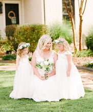 Load image into Gallery viewer, Bride with two little girls in Annabelle flower girl dresses
