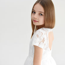 Load image into Gallery viewer, Libby milk color girl dress with heart on the back Ana Balahan