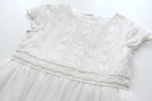 Load image into Gallery viewer, Lydia Light ivory dress with cap sleeves and pleated skirt top close view Ana Balahan