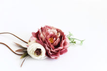 Load image into Gallery viewer, Floral sash, Mauve Bridesmaid ornamentation, Wedding head adornment, Bridal headband