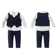Load image into Gallery viewer, Fashion formal boy set long sleeved shirt vest and trousers with stretchable waist
