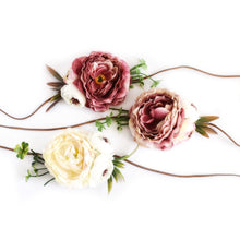 Load image into Gallery viewer, Peony headband ivory and mauve colors

