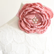 Load image into Gallery viewer, Ranunculus dusty pink color headband decorated with pearl beads