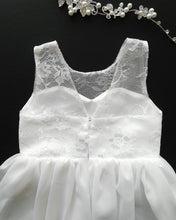 Load image into Gallery viewer, Roselle off white lace teen flower girl dress back view Ana Balahan