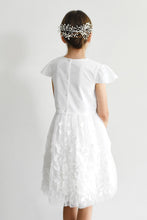Load image into Gallery viewer, Tatyana confirmation dress decorated with flowers back view Ana Balahan
