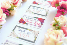 Load image into Gallery viewer, Thank you for being our flower girl card grey magenta and light pink colors