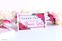 Load image into Gallery viewer, Thank you for being our flower girl card magenta and light pink shades